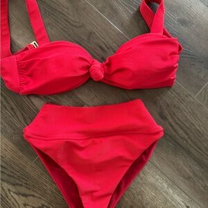 Never worn! Beach Riot Sophia Red Bikini Top and Bikini Bottoms